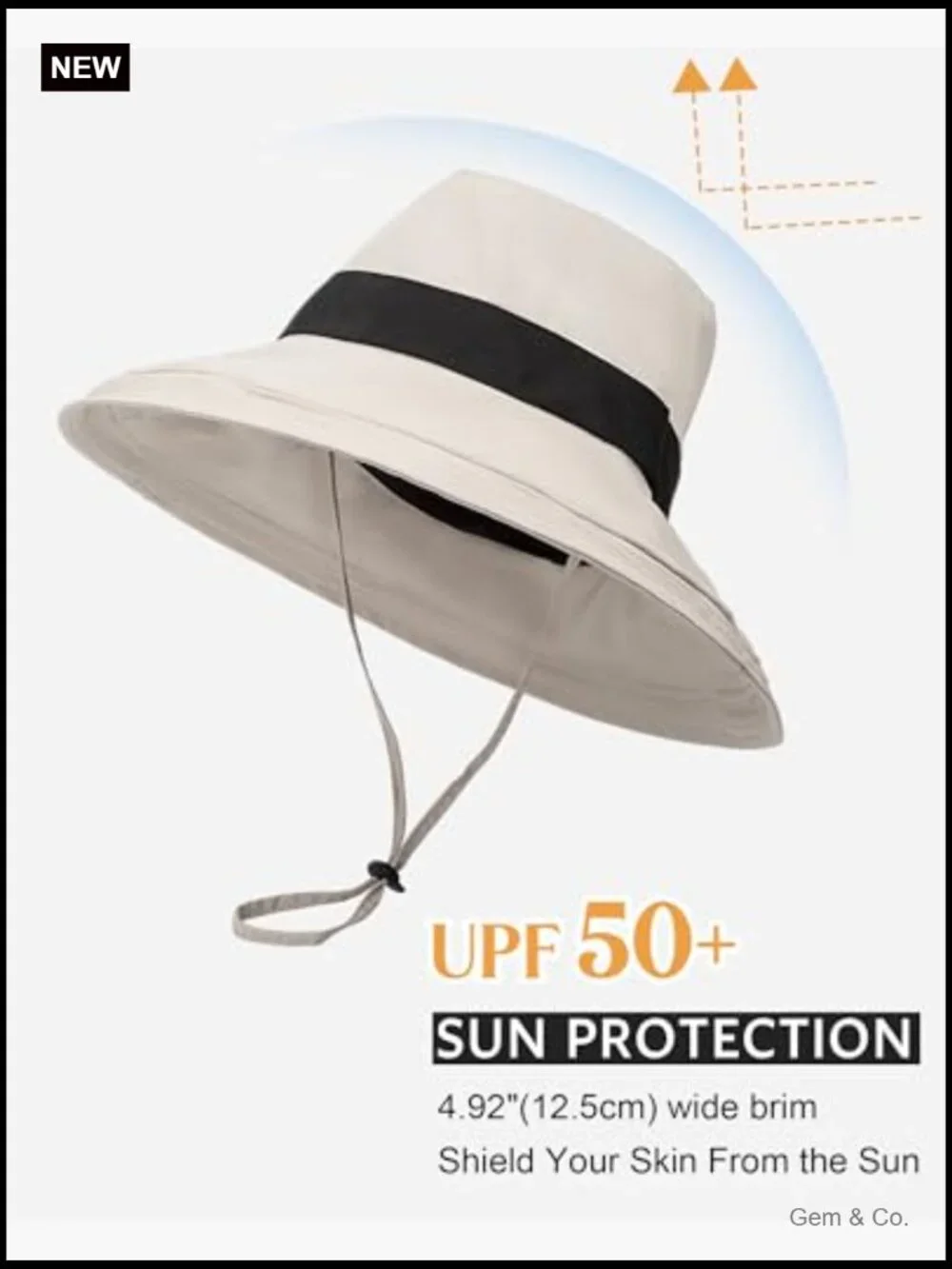 Women's Wide Brim Bucket Hat with Ponytail Hole, UPF 50+ Sun Protection,